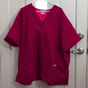 Cherokee Vibrant Magenta V-Neck Scrub Top